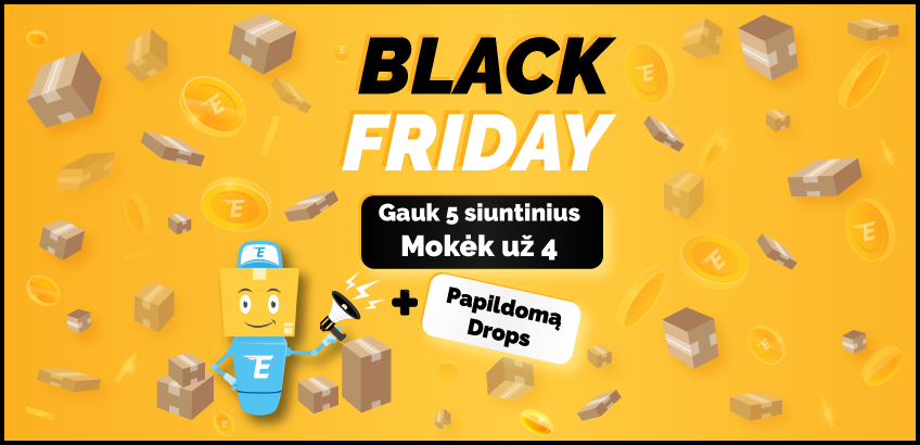 Juodojo penktadienio pasiūlymas – Gauk 5 siuntinius, mokėk už 4!